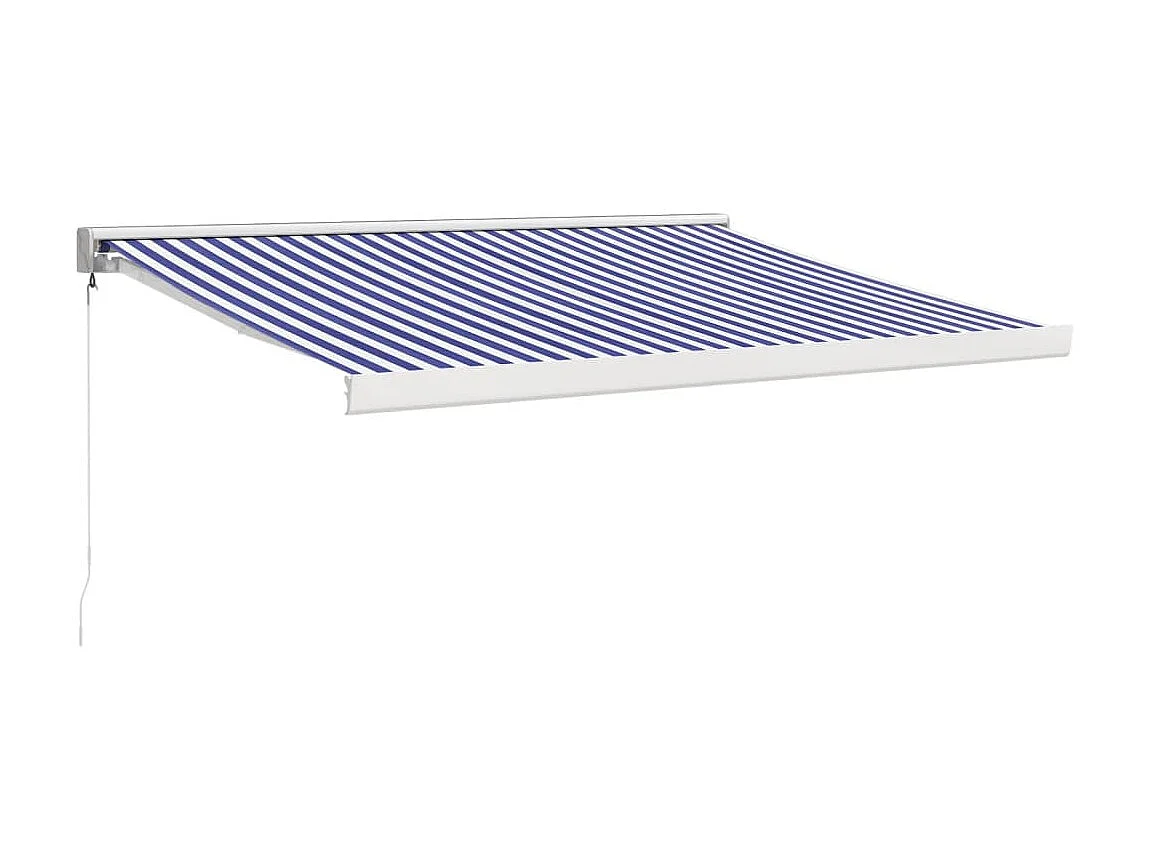 Auvent rétractable bleu et blanc 3,5x2,5 tissu et aluminium