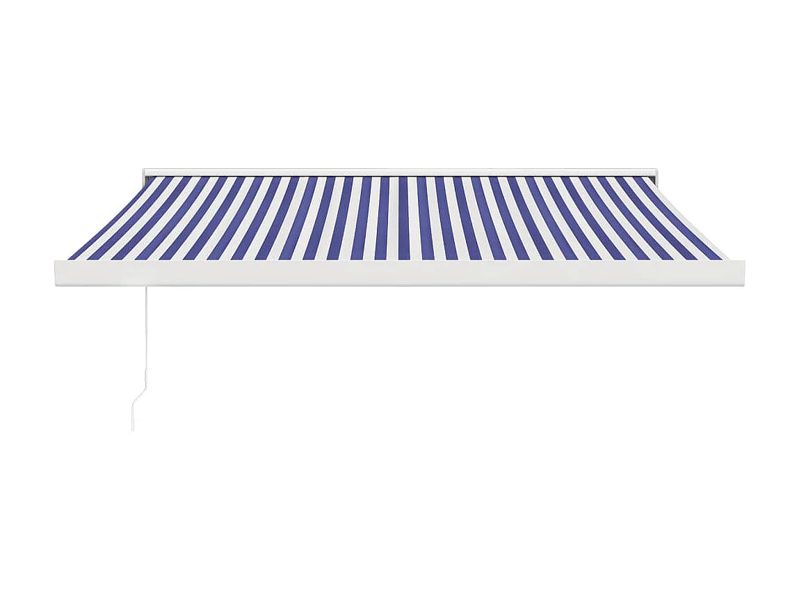 Auvent rétractable bleu et blanc 3,5x2,5 tissu et aluminium