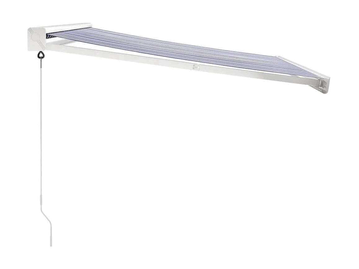 Auvent rétractable bleu et blanc 3,5x2,5 tissu et aluminium