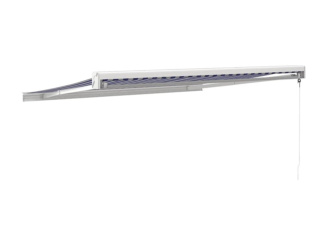 Auvent rétractable bleu et blanc 3,5x2,5 tissu et aluminium