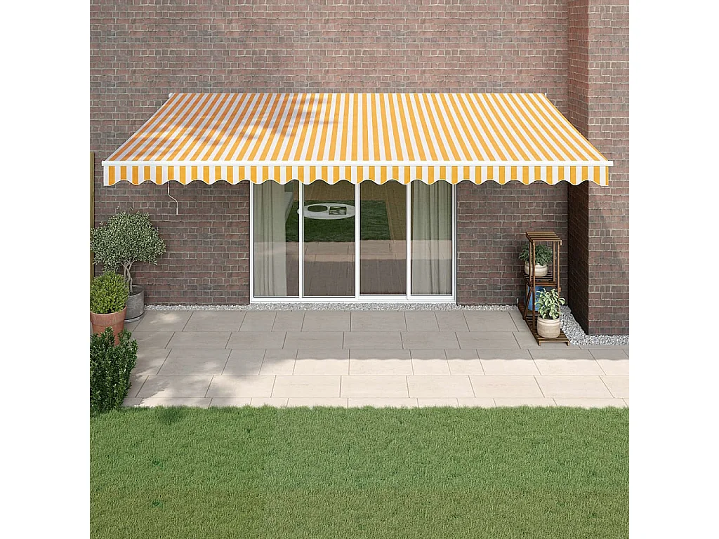 Auvent rétractable automatique jaune et blanc 5x3