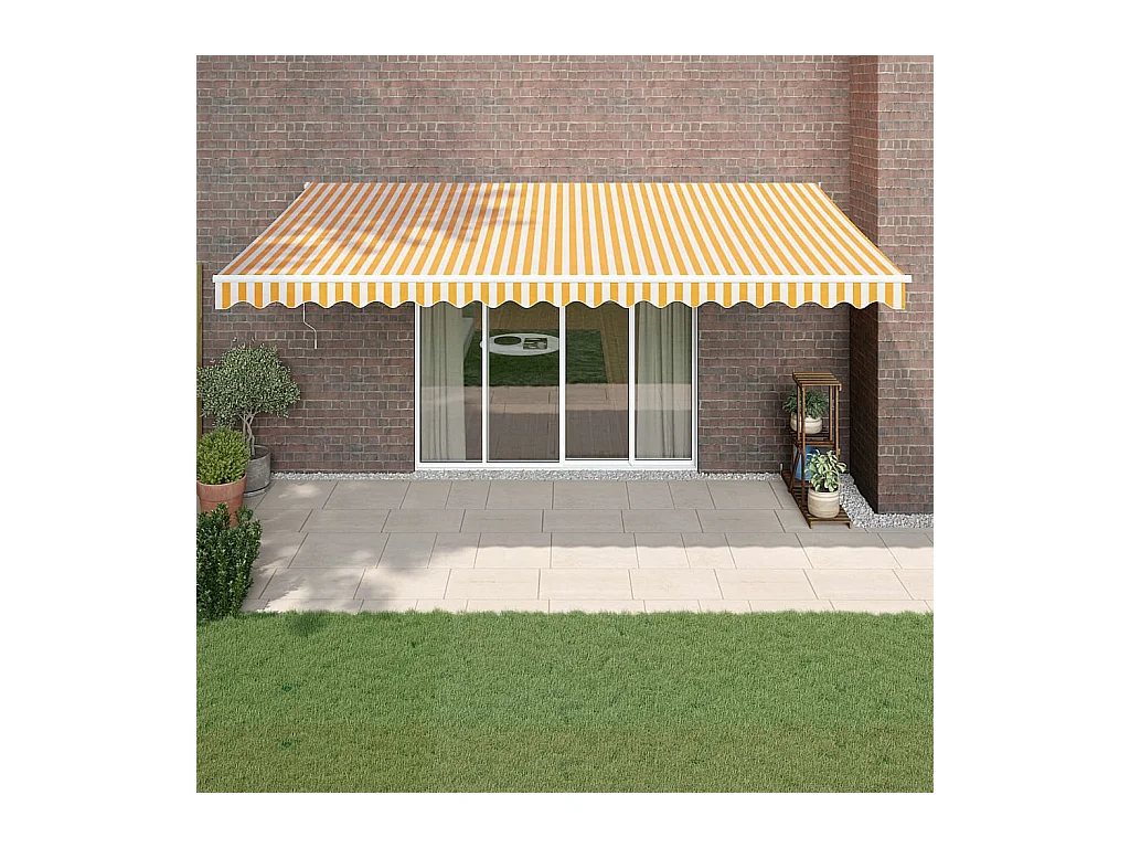 Auvent rétractable automatique jaune et blanc 5x3