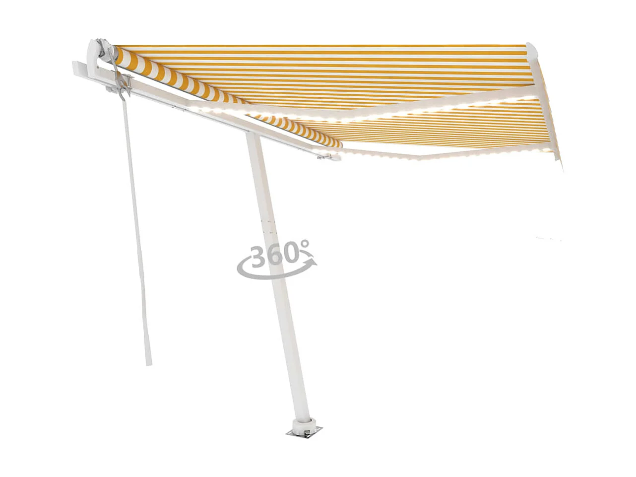 Tenda automatica con sensore vento/LED 350x250 cm Giallo e bianco