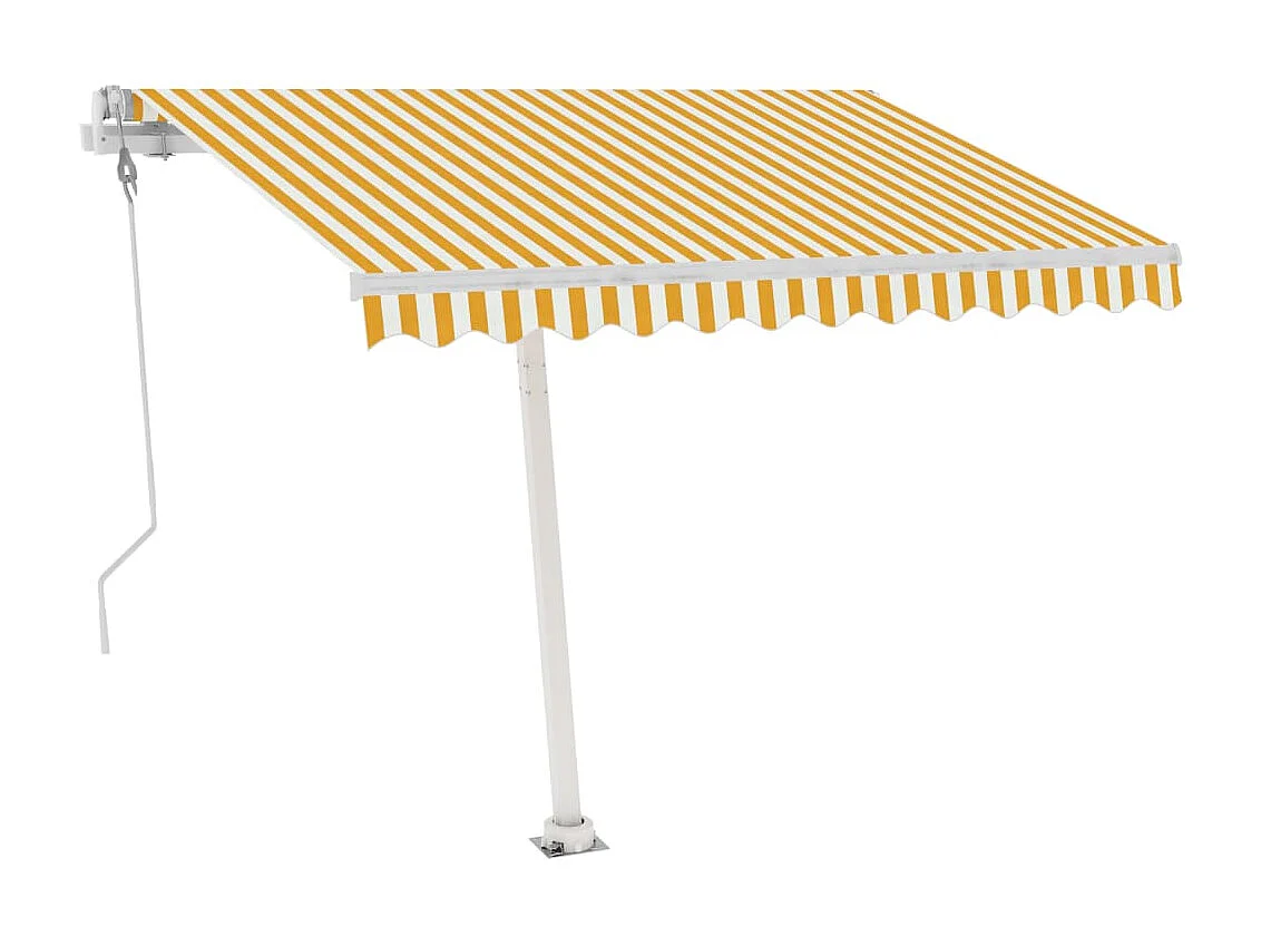 Tenda automatica con sensore vento/LED 350x250 cm Giallo e bianco