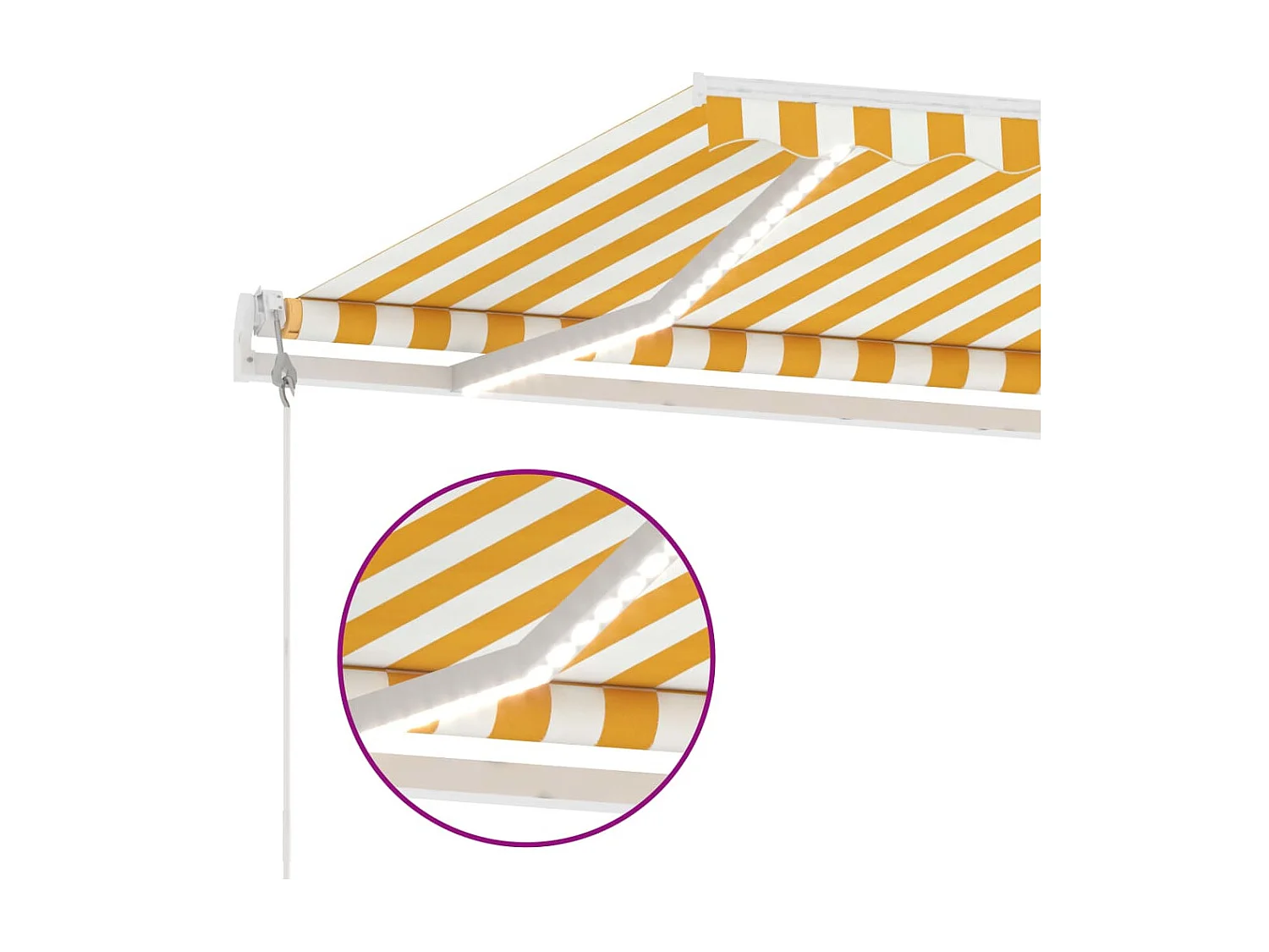 Tenda automatica con sensore vento/LED 350x250 cm Giallo e bianco