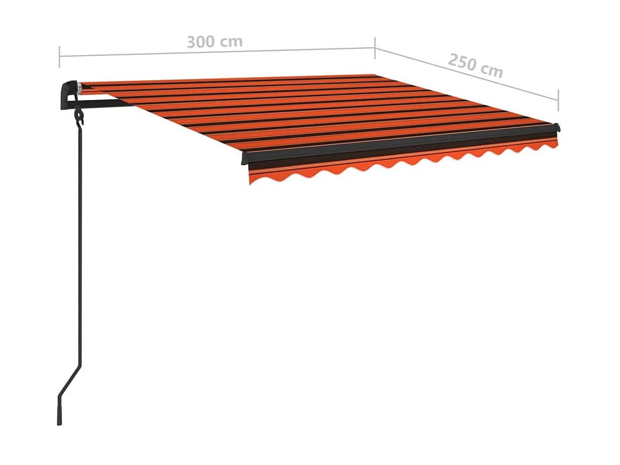 Auvent rétractable automatique et poteaux 3x2,5 Orangearron