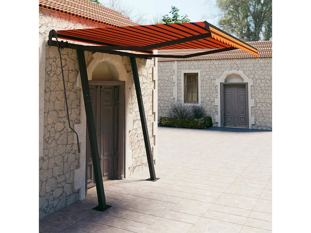 Auvent rétractable automatique et poteaux 3x2,5 Orangearron