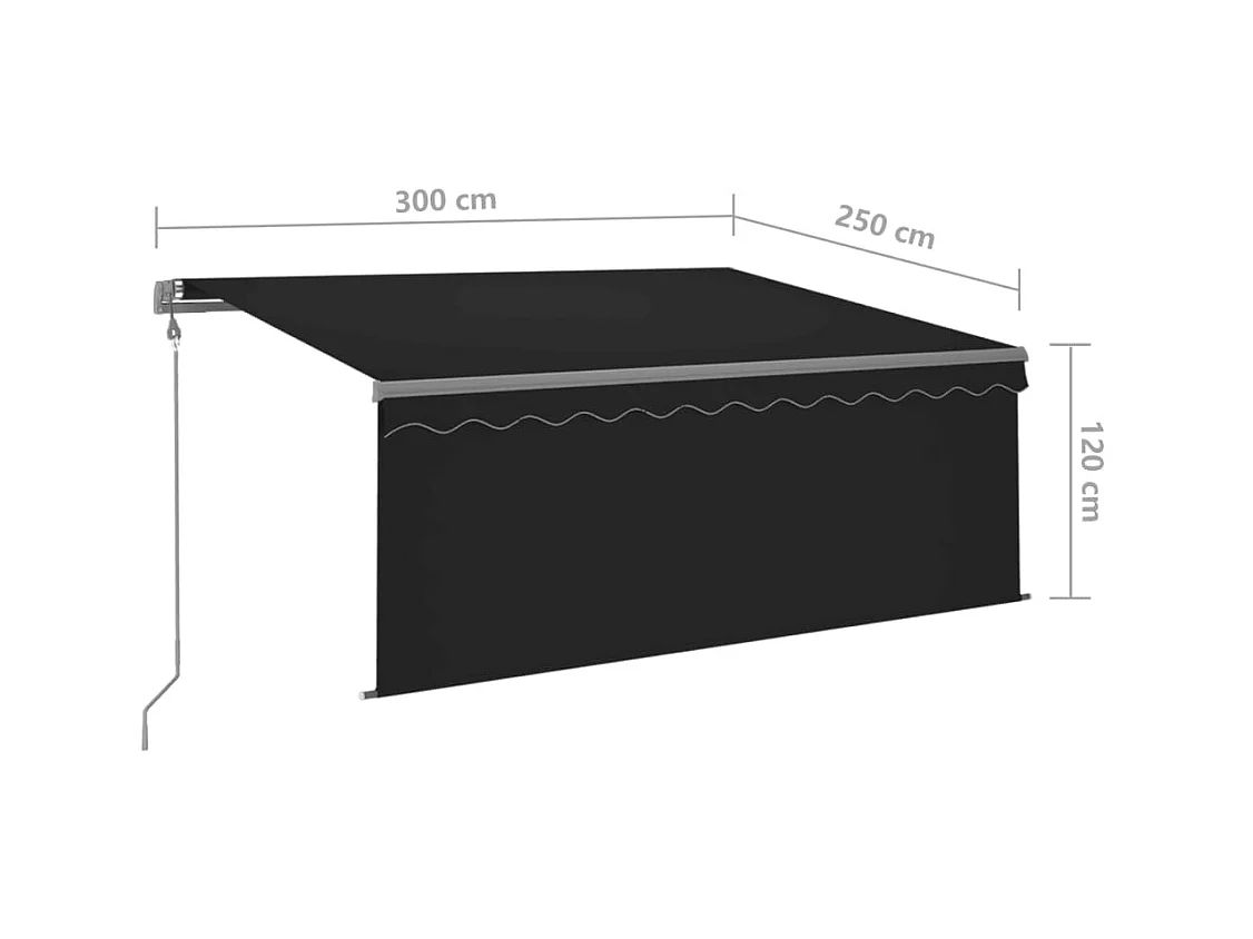 Automatisch einziehbare Markise mit Rollo 3x2,5 Anthrazit