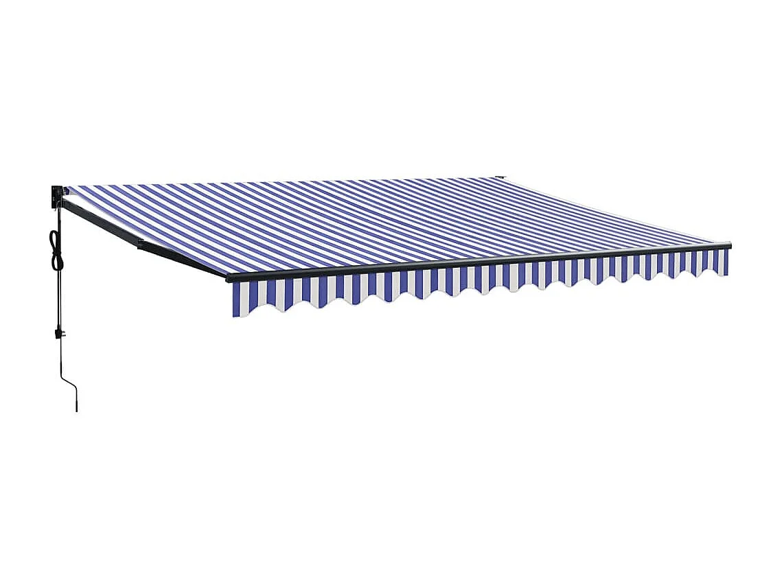 Toldo retrátil automático azul e branco 4,5x3