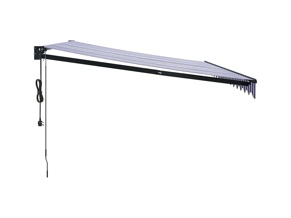 Toldo retrátil automático azul e branco 4,5x3