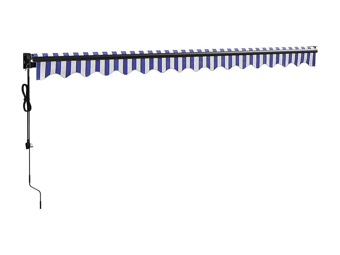 Toldo retrátil automático azul e branco 4,5x3
