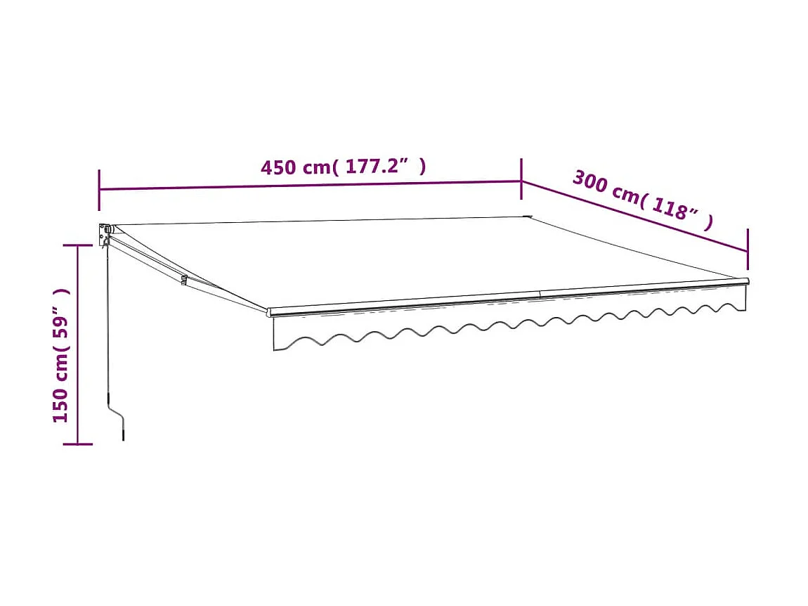 Toldo retrátil automático azul e branco 4,5x3