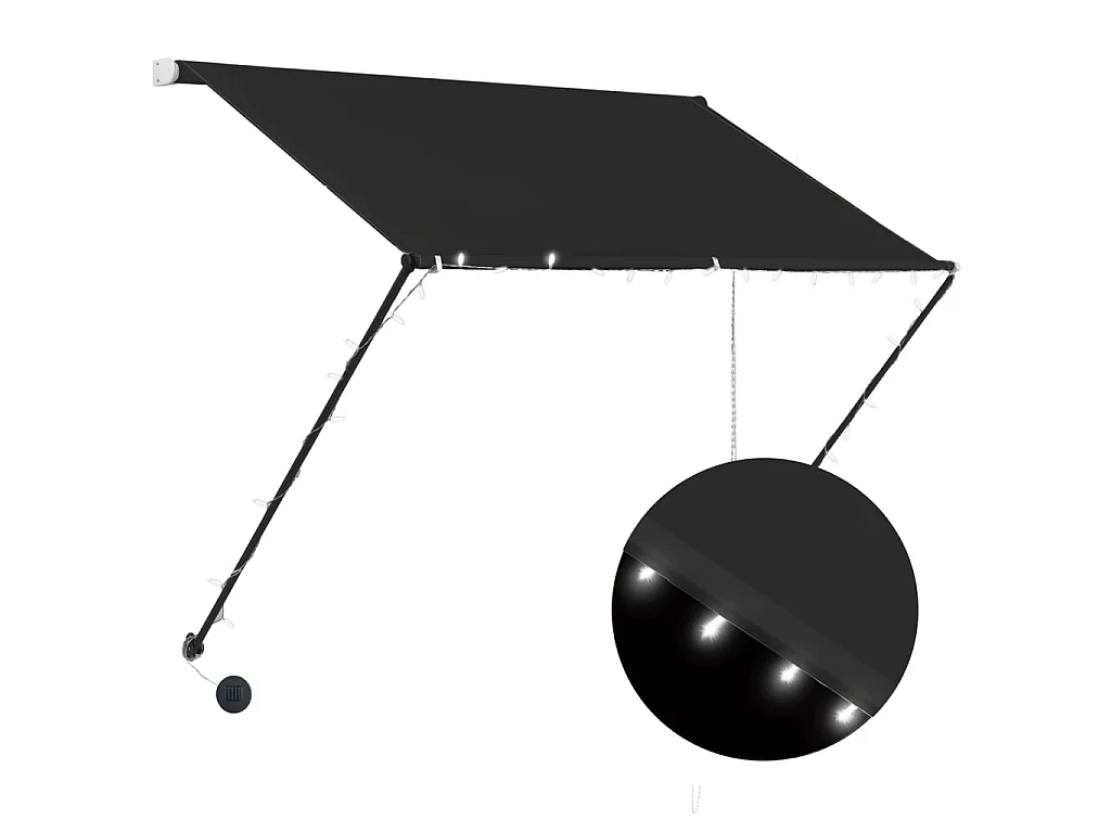 Uitschuifbaar zonnescherm met LED 200x150 Antraciet