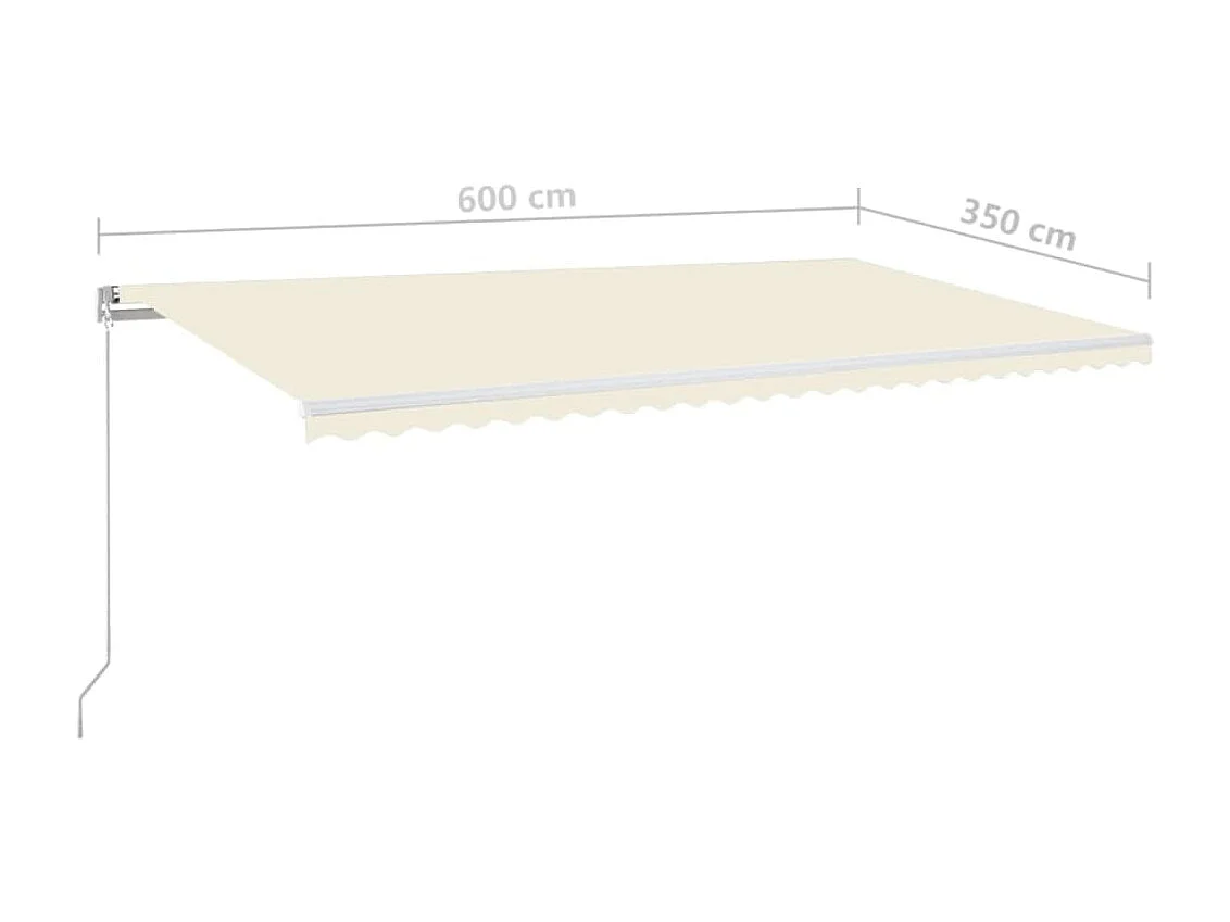 Uitschuifbaar zonnescherm met LED 600x350 Crème