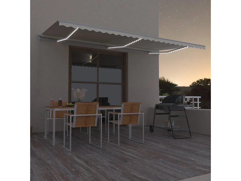 Einziehbare Markise mit LED 600x350 Creme