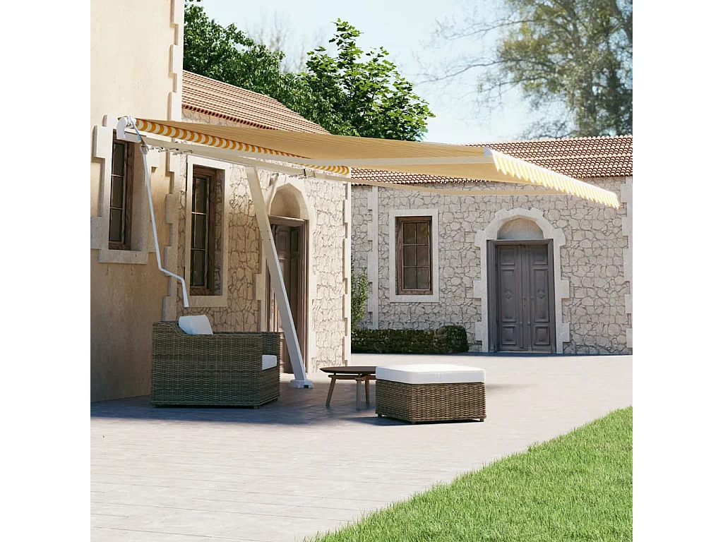 Toldo automático a pé 400x300 Amarelo e branco