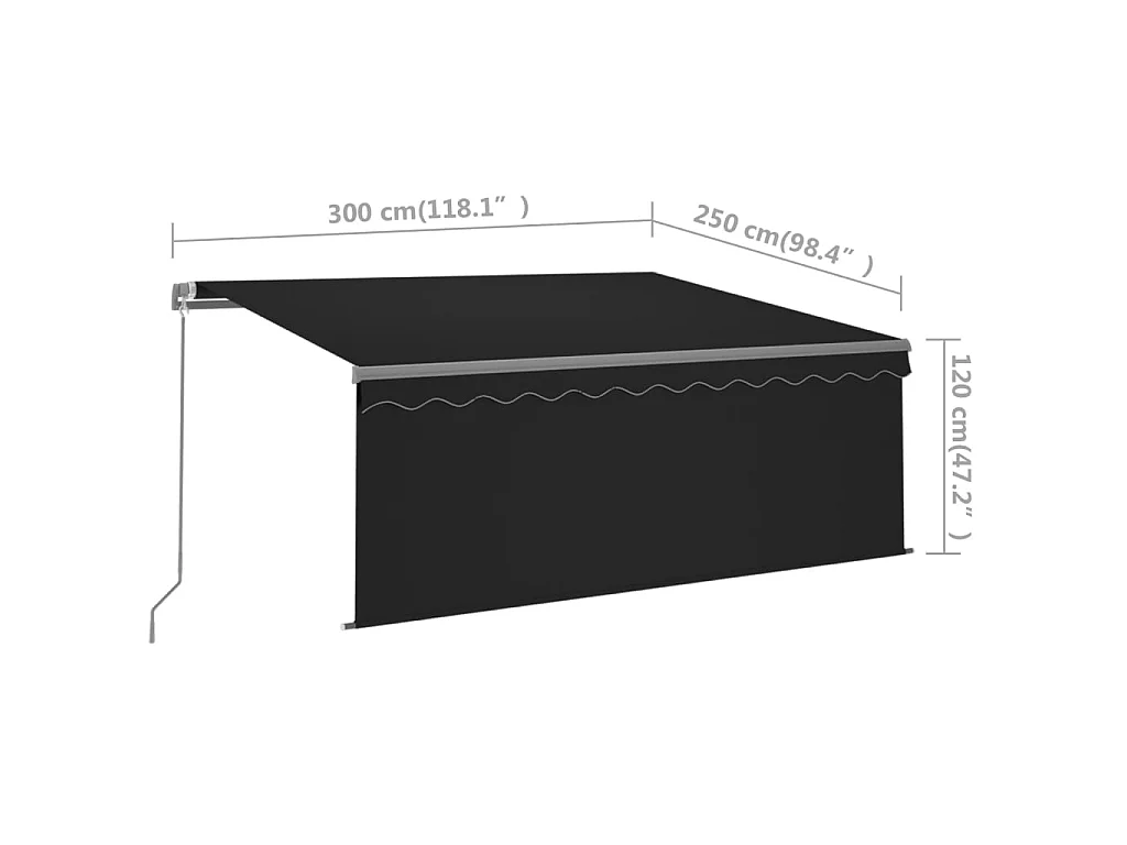 Toldo y persiana retráctil y LED 3x2,5 Antracita