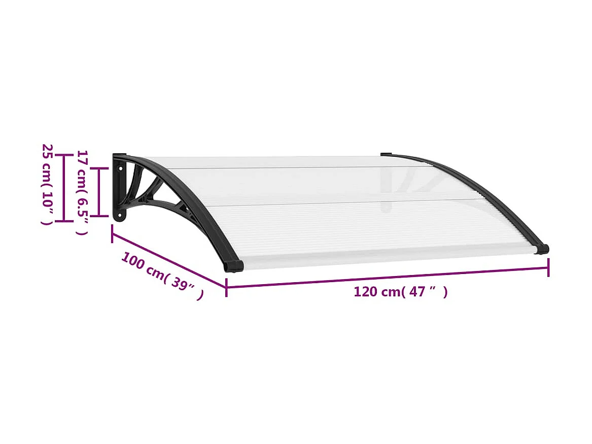 Auvent de porte 120 x 100 PC