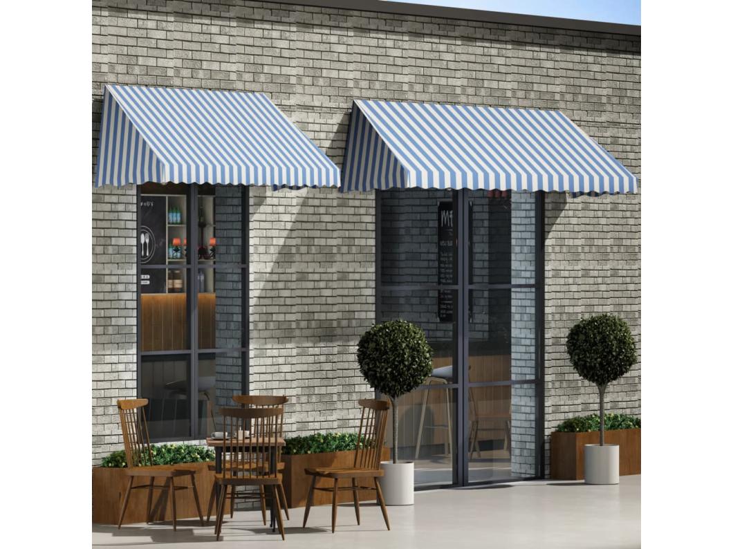 Toldo bistro 400x120 Azul y blanco