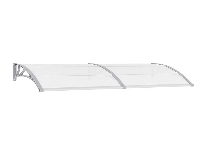 vidaXL Deurluifel 400x80 cm polycarbonaat grijs en transparant, afdak voordeur, voordeur luifel, luifel boven deur, luifel voordeur, voordeurluifel