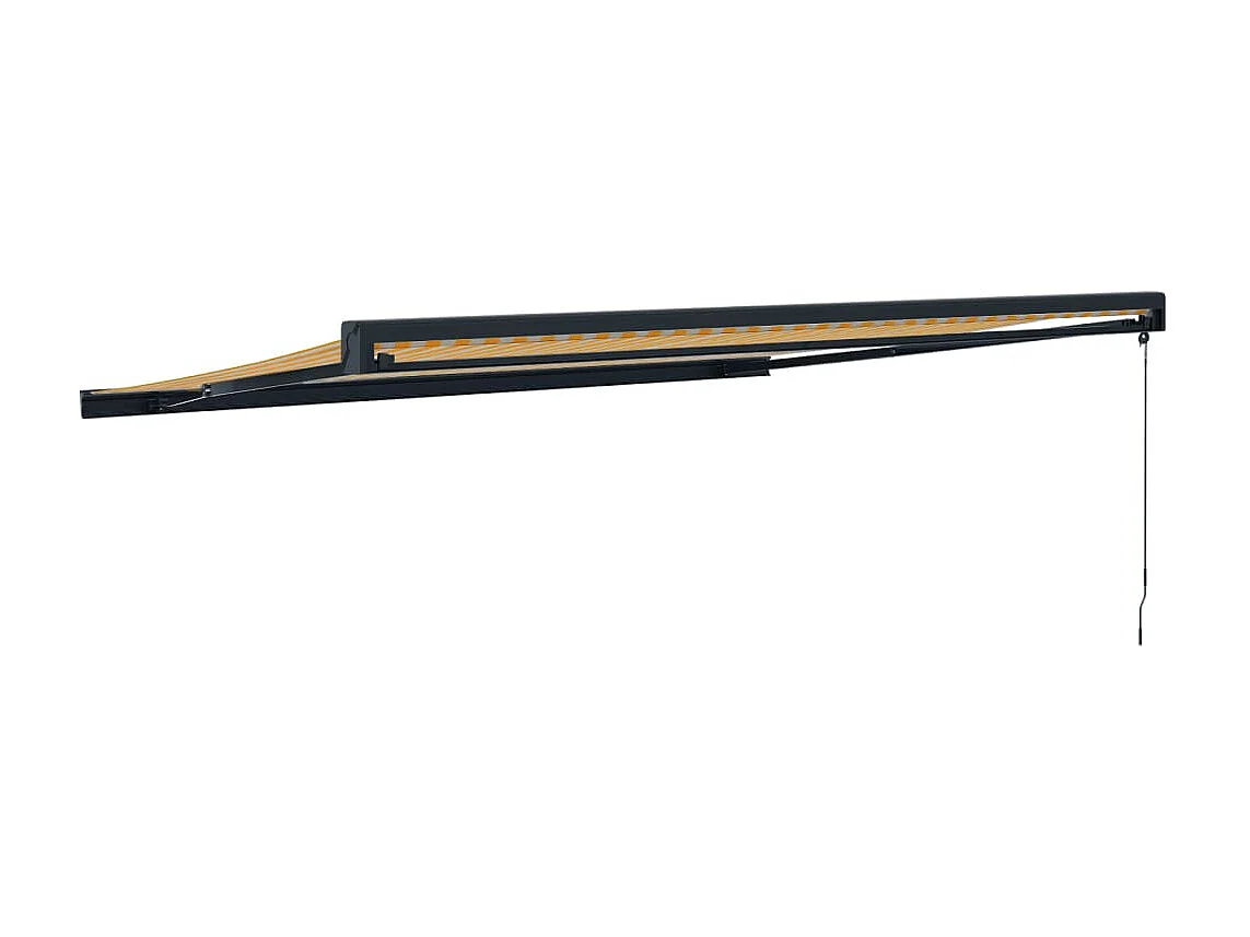 Auvent rétractable jaune et blanc 4,5x3 tissu et aluminium