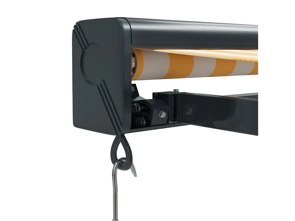 Auvent rétractable jaune et blanc 4,5x3 tissu et aluminium