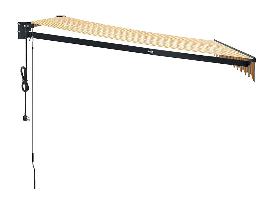 Auvent rétractable automatique jaune et blanc 3,5x2,5