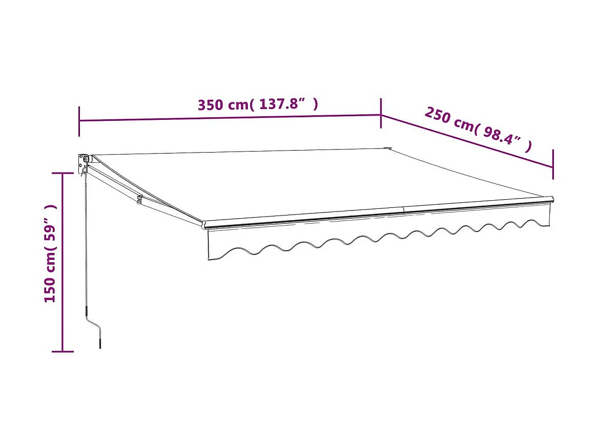 Auvent rétractable automatique jaune et blanc 3,5x2,5