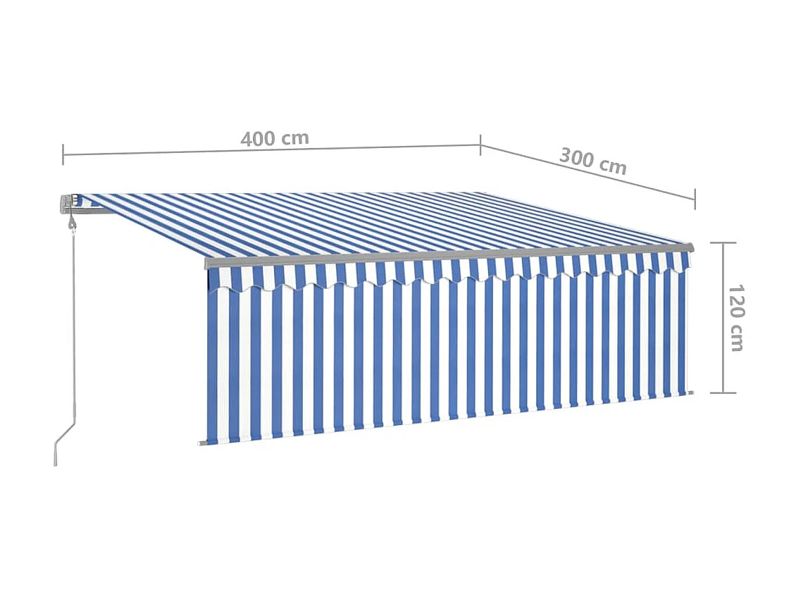 Auvent automatique rétractable avec store 4x3 Bleu et blanc