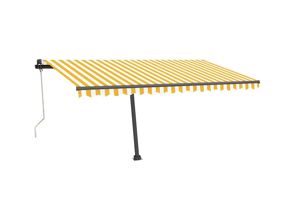 Toldo automático sensor de viento LED 450x350cm Amarillo y blanco
