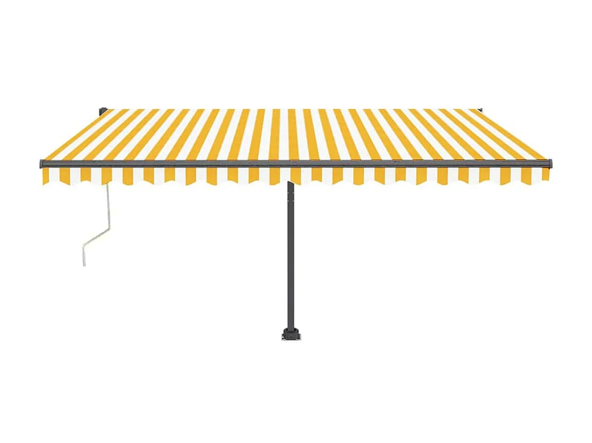 Toldo automático sensor de viento LED 450x350cm Amarillo y blanco
