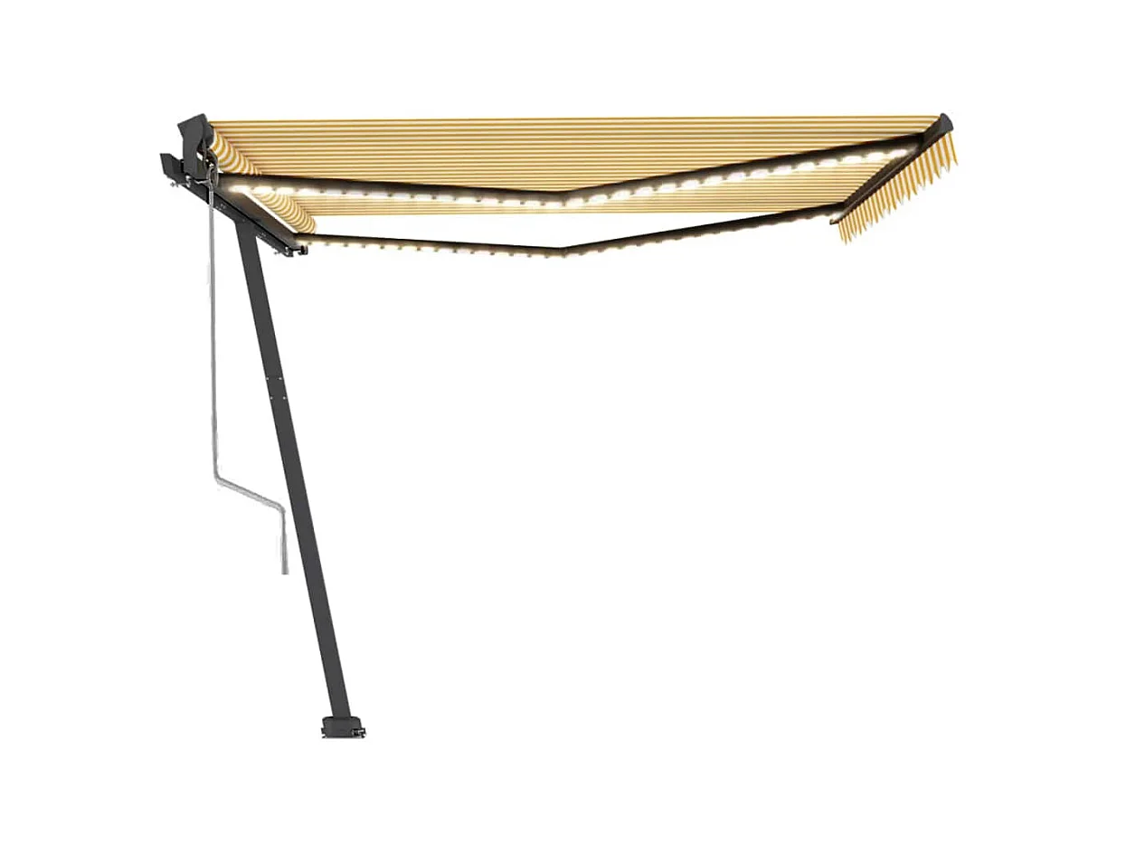 Toldo automático sensor de viento LED 450x350cm Amarillo y blanco