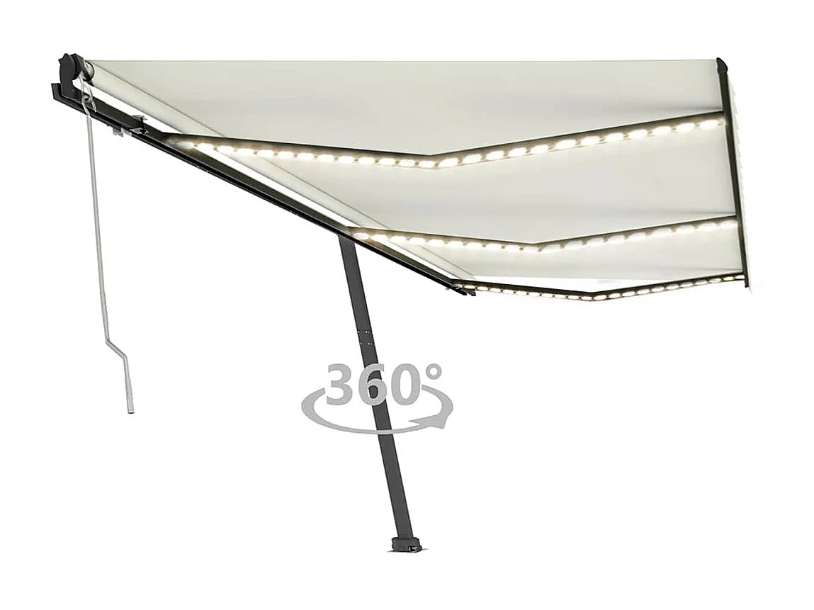 Auvent automatique avec capteur de vent et LED 600x350 Crème