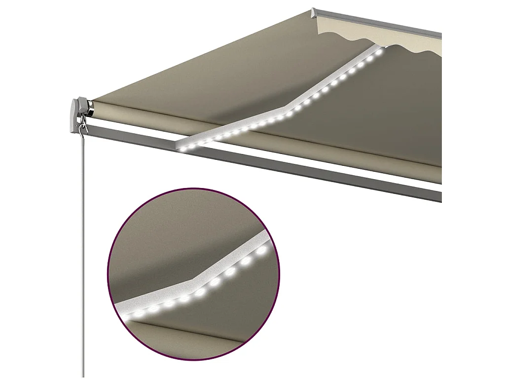 Auvent automatique avec capteur de vent et LED 600x350 Crème