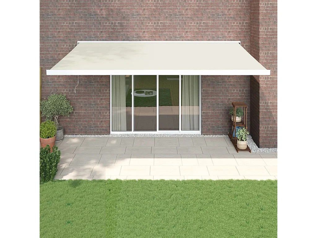 Auvent rétractable crème 5x3 tissu et aluminium