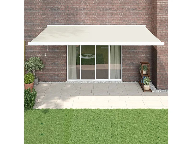 Auvent rétractable crème 5x3 tissu et aluminium