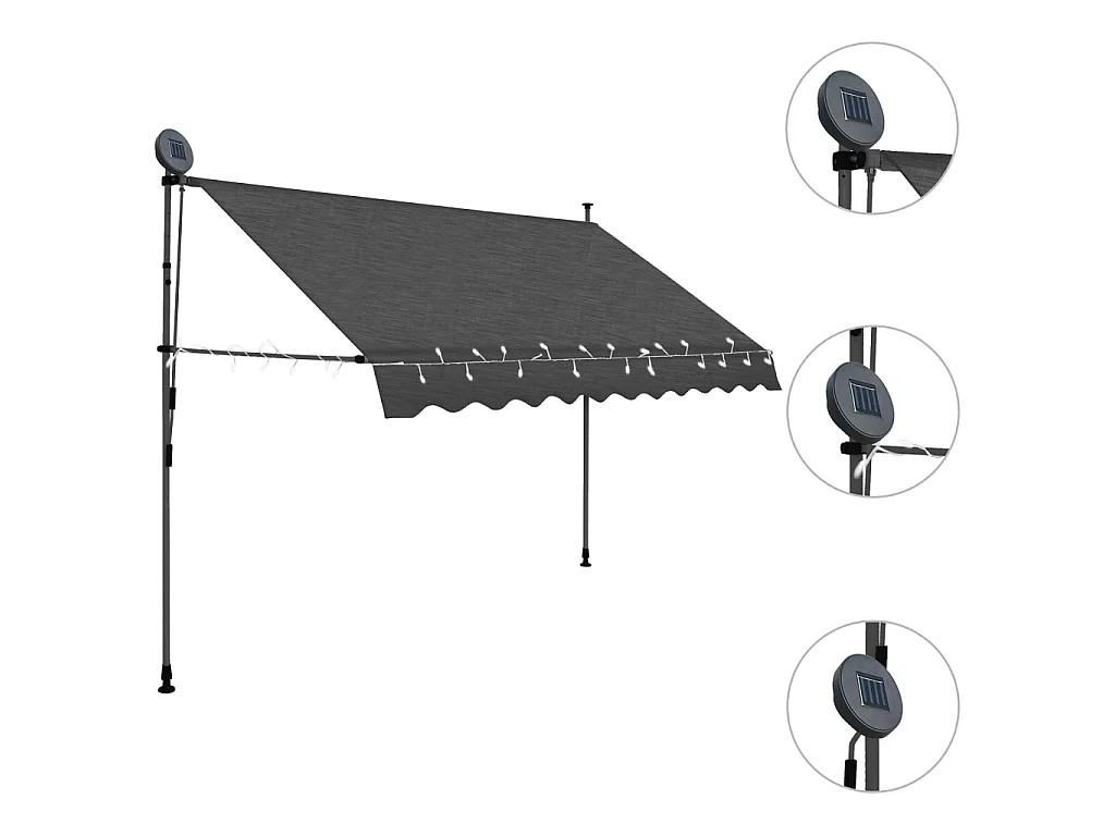 Auventanuel rétractable avec LED 250 Anthracite