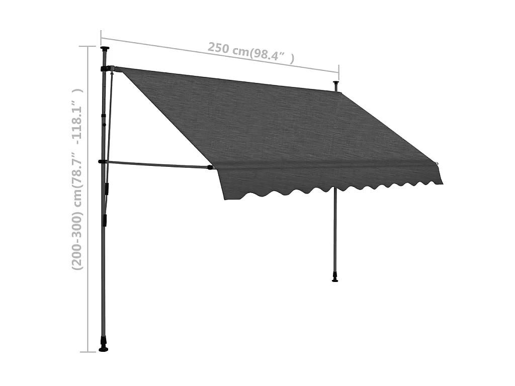 Auventanuel rétractable avec LED 250 Anthracite