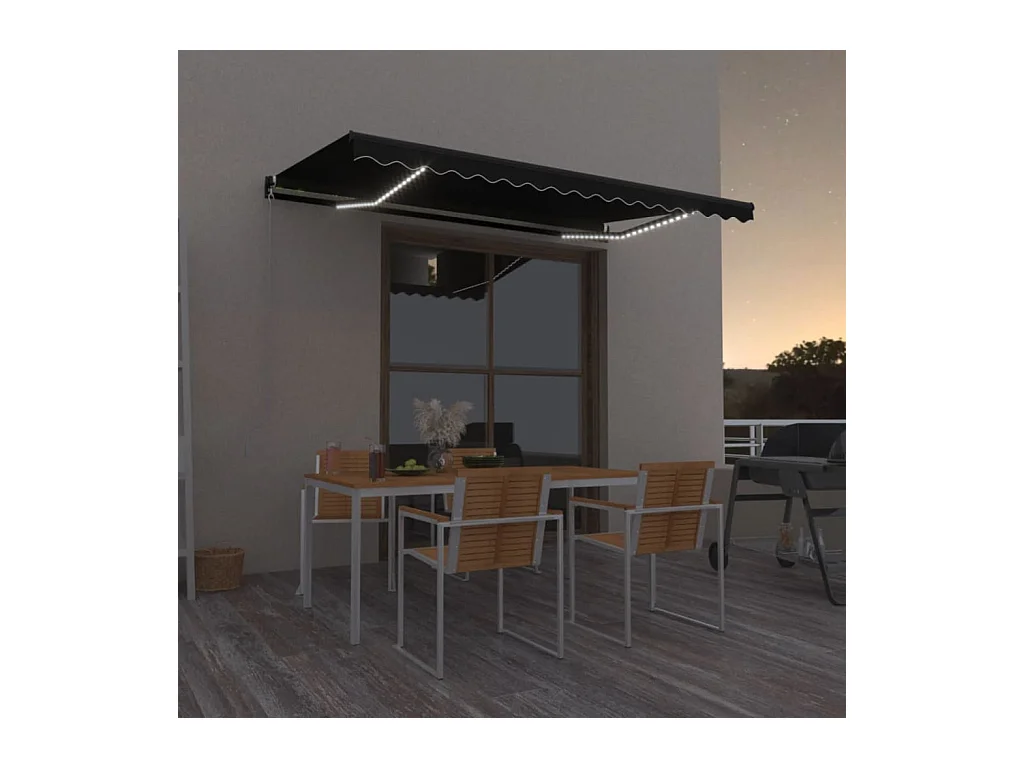 Uitschuifbaar zonnescherm met LED 400x350 Antraciet