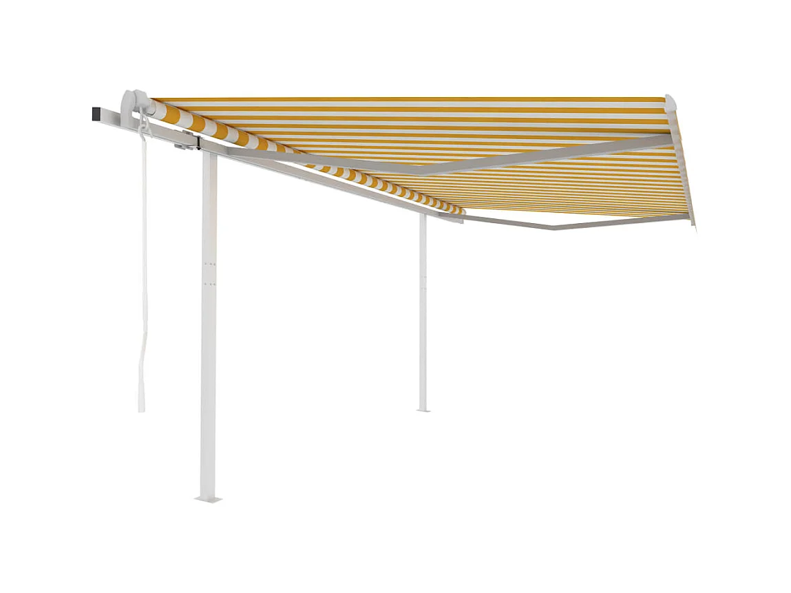 Auvent rétractable automatique avec poteaux 4x3m Jaune et blanc