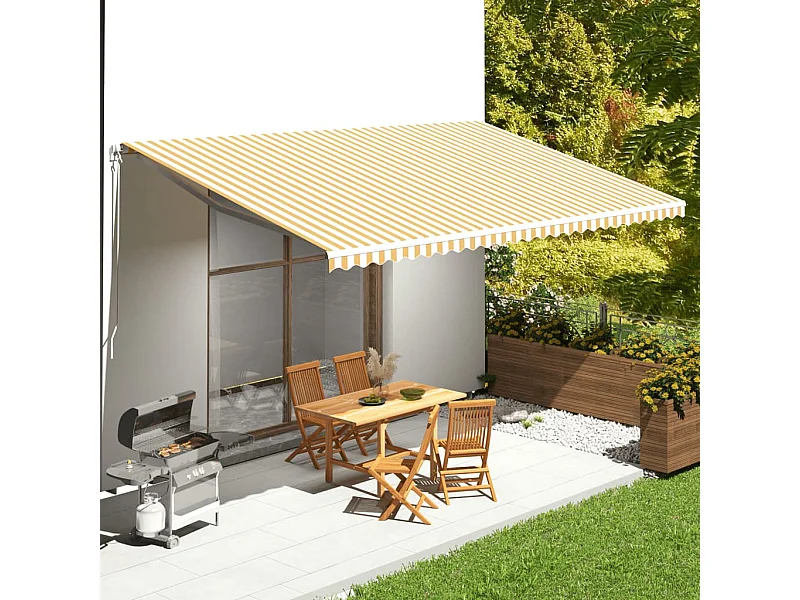 Tissu de remplacement pour auvent Jaune et blanc 6x3,5