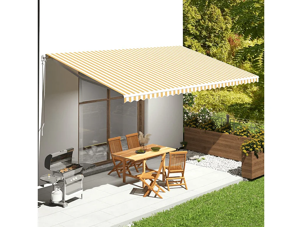 Tissu de remplacement pour auvent Jaune et blanc 6x3,5