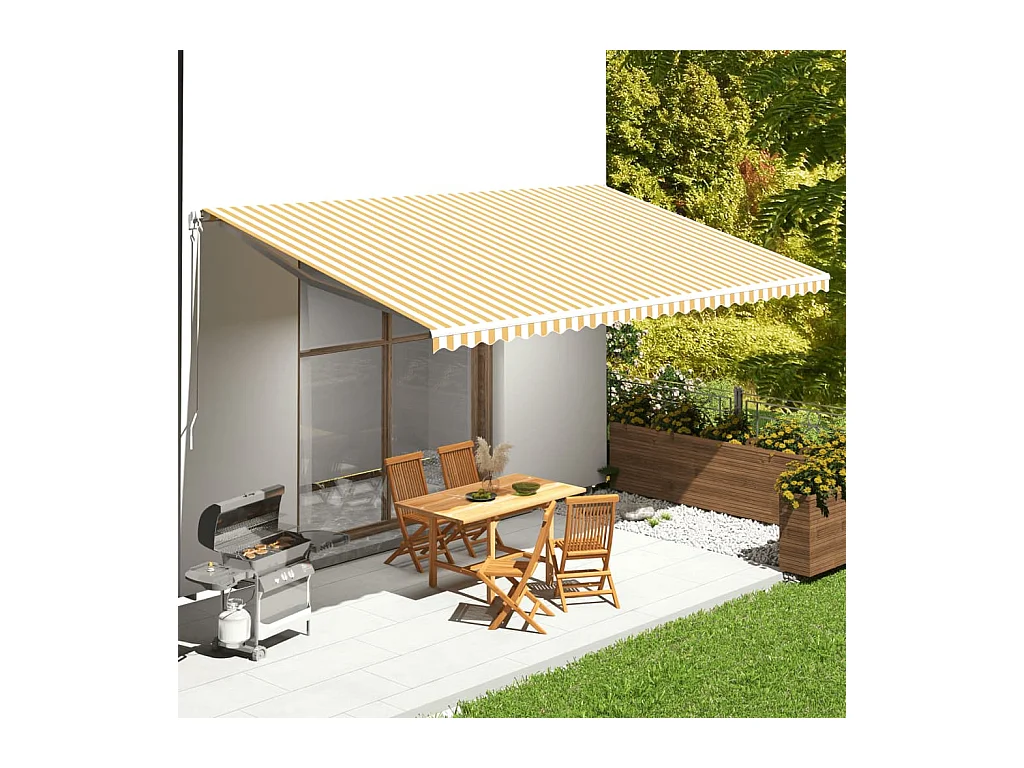 Tissu de remplacement pour auvent Jaune et blanc 6x3,5