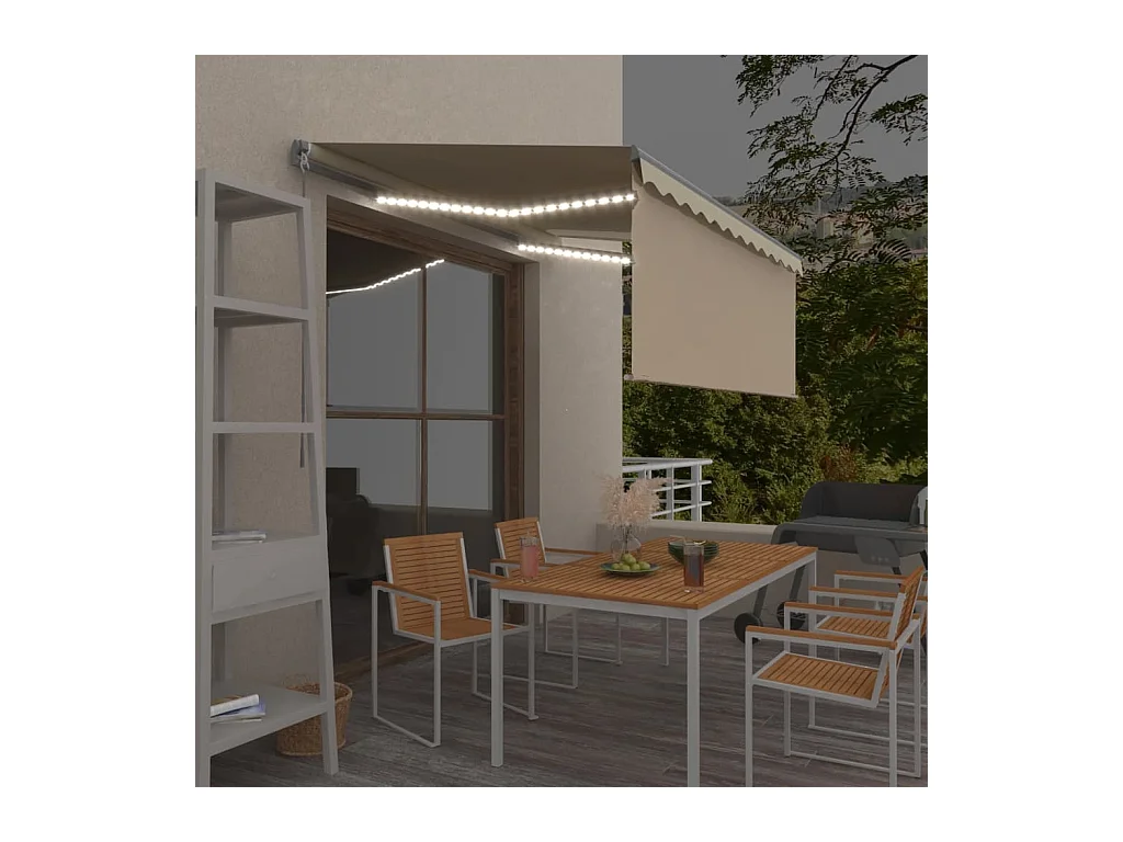 Tenda annuale retrattile con oscurante e LED 3,5x2,5 Crema