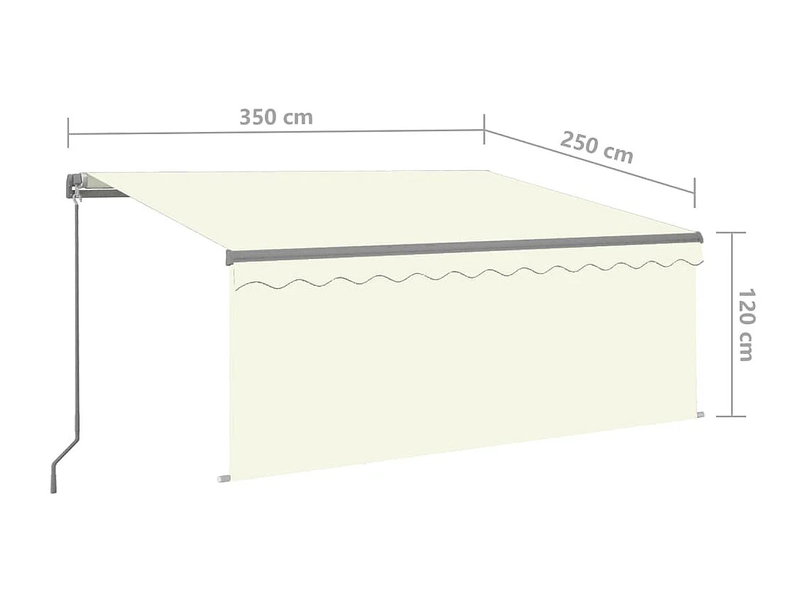 Auvent rétractableanuel avec store et LED 3,5x2,5 Crème