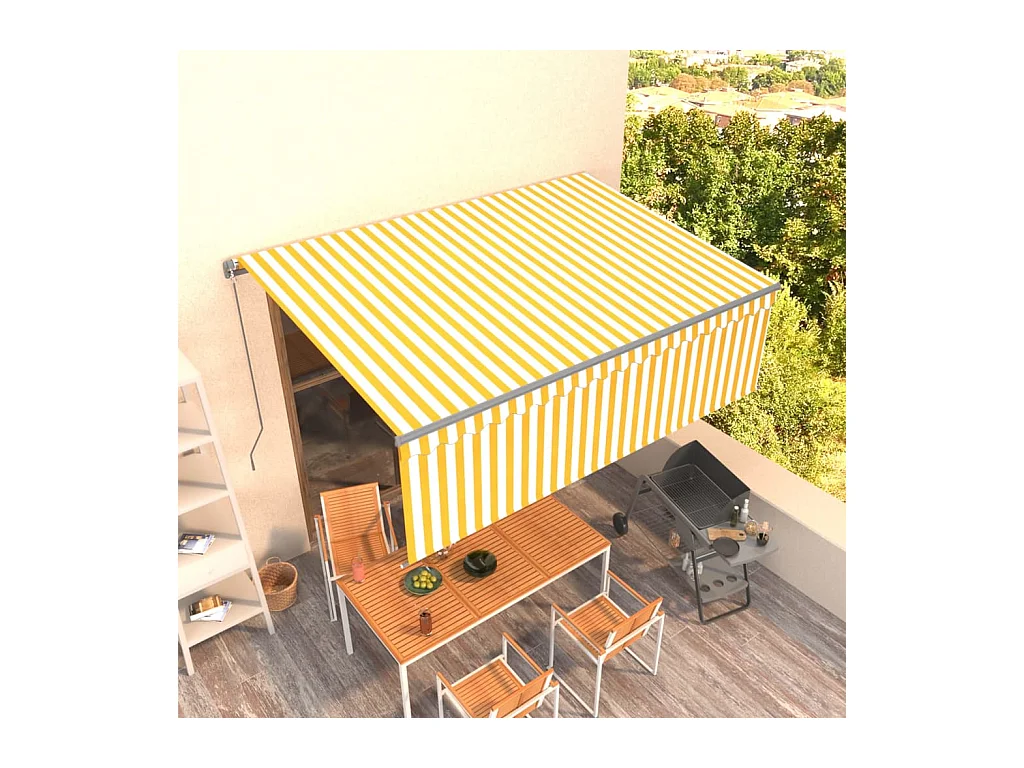 Auventanuel rétractable avec store 4x3 Jaune et blanc