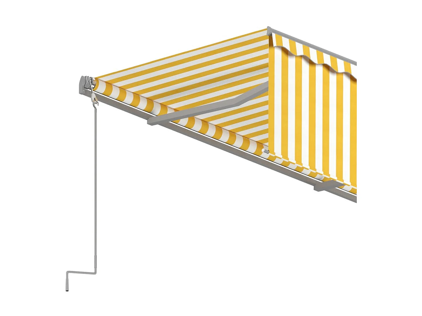 Einziehbare Markise mit 4x3-Rollo in Gelb und Weiß