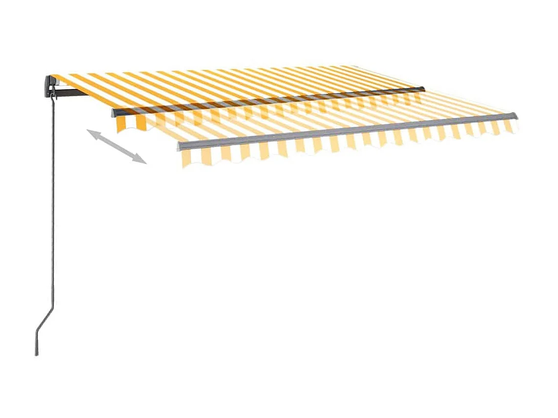 Uitschuifbare luifel met LED 3,5x2,5 Geel en wit