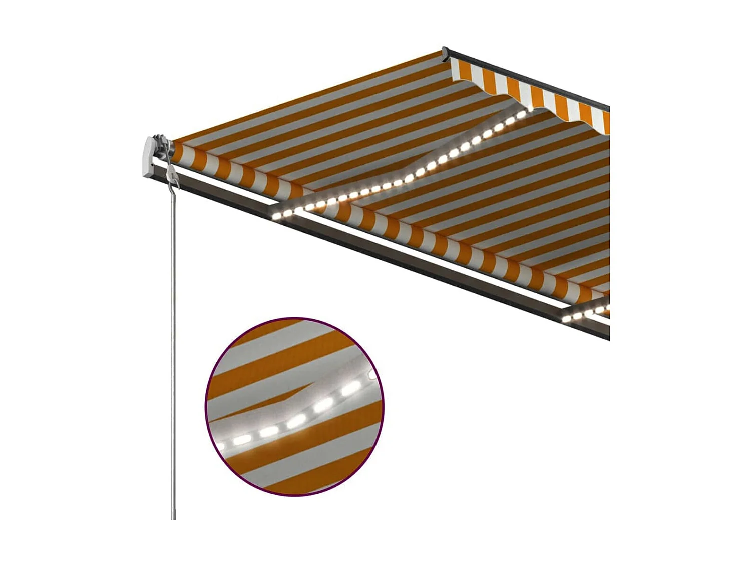 Uitschuifbare luifel met LED 3,5x2,5 Geel en wit