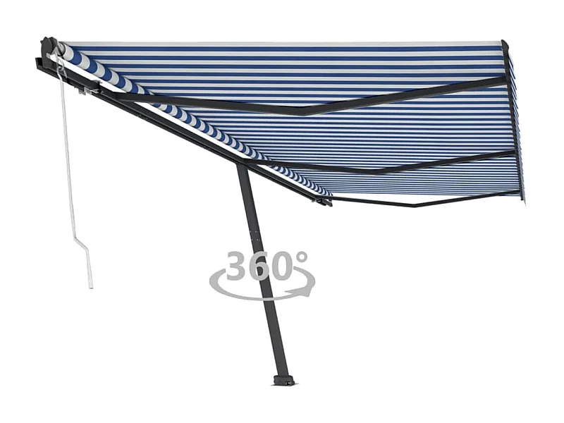 Automatische luifel op voet 600x300 Blauw/Wit